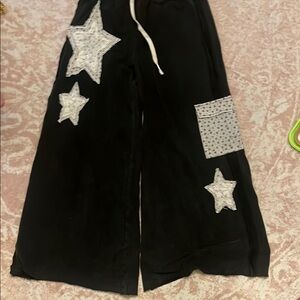 POL Black Textured Pants